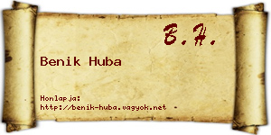 Benik Huba névjegykártya
